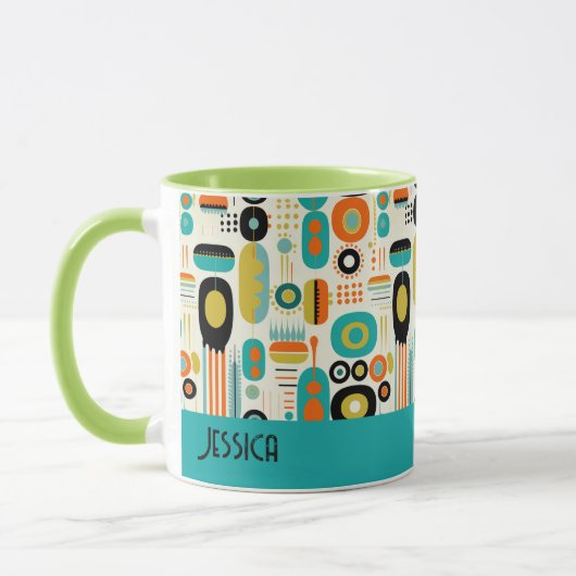Mug Abstract Pattern Vibrant Mid Century Modern Name  (Gauche)