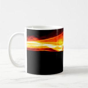 Mug Abstract red smoke fire over black background. Wav