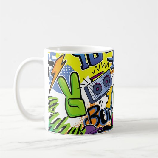 Mug Abstract seamless comics pattern with palm tree, h (Gauche)