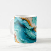 Mug Abstract Swirling Teal and Orange Glossy Fluid (Devant gauche)