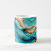 Mug Abstract Swirling Teal and Orange Glossy Fluid (Centre)