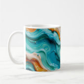 Mug Abstract Swirling Teal and Orange Glossy Fluid (Gauche)