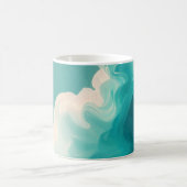 Mug Abstract Teal and White Flowing Waves (Centre)