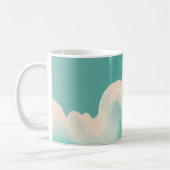 Mug Abstract Teal and White Flowing Waves (Gauche)