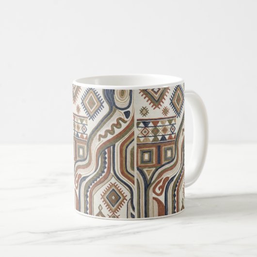 Mug Abstract Tribal Geometric Embroidery Pattern (Devant droit)