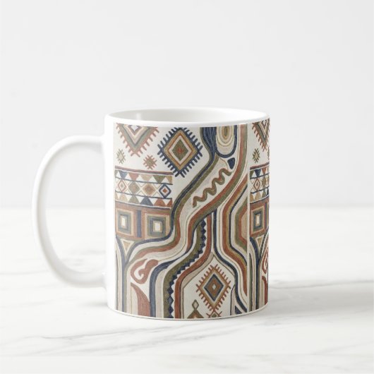 Mug Abstract Tribal Geometric Embroidery Pattern (Gauche)