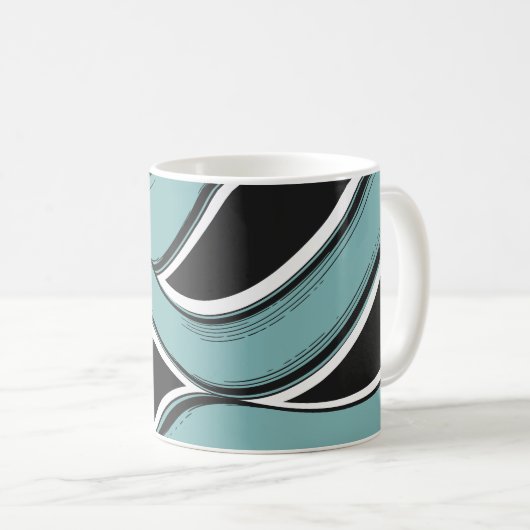 Mug Abstract Wavy Teal and Black Flow Design (Devant droit)