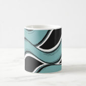 Mug Abstract Wavy Teal and Black Flow Design (Centre)