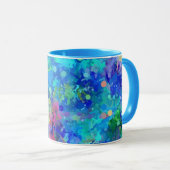 Mug Abstraction aquarelle bleue sarcelle violette (Devant droit)