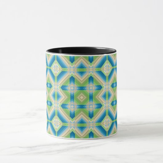 Mug Abstraction formes géométriques bleu vert elem bla (Centre)