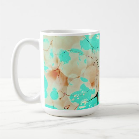 Mug Abstrait 11 Turquoise, Sable Pinky, Accents Noirs (Gauche)