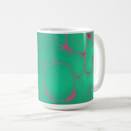 Mug Abstrait 15 Jade Vert, Rose Chaud, Poussière Bleue (Devant droit)