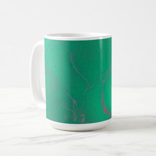 Mug Abstrait 15 Jade Vert, Rose Chaud, Poussière Bleue (Devant gauche)