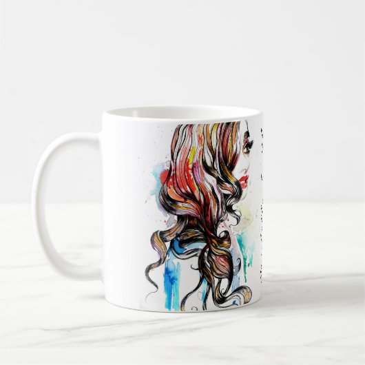 Mug Abstrait Aquarelle encre coloré femme maquillage (Gauche)