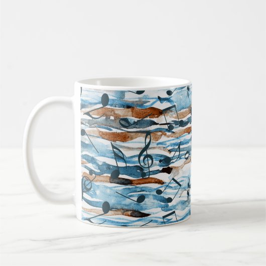 Mug Abstrait aquarelle musique note motif. (Gauche)