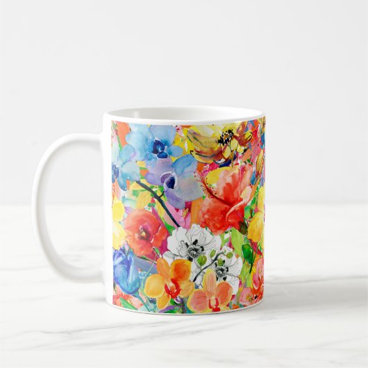 Mug Abstrait aquarelle peint à la main arrière - plan (Gauche)