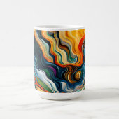 Mug Abstrait Art moderne couleur Waves Monogramme (Centre)