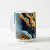 Mug Abstrait Art moderne couleur Waves Monogramme (Devant gauche)