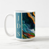 Mug Abstrait Art moderne couleur Waves Monogramme (Gauche)