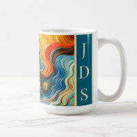Abstrait Art moderne couleur Waves Monogramme