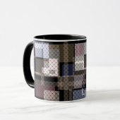 Mug Abstrait, beige, noir, carreaux (Devant gauche)