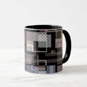 Mug Abstrait, beige, noir, carreaux (Devant droit)