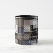 Mug Abstrait, beige, noir, plaid (Centre)