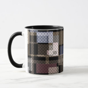 Mug Abstrait, beige, noir, plaid