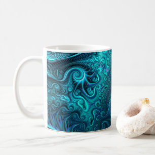 Mug Abstrait bleu coloré et Motif spiral Turquoise