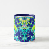 Mug Abstrait bleu cyan vert fractal (Centre)