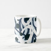 Mug Abstrait bleu et marine brushstrokies peinture ill (Devant droit)