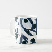 Mug Abstrait bleu et marine brushstrokies peinture ill (Devant gauche)
