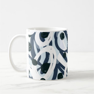 Mug Abstrait bleu et marine brushstrokies peinture ill