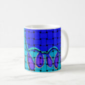 Mug Abstrait bleu français avec texture tissée (Devant droit)