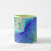 Mug Abstrait Bleu Vert Côtier Fractal (Centre)