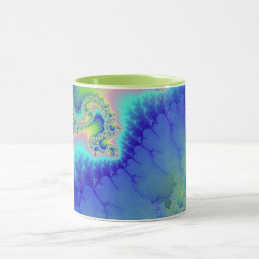 Mug Abstrait Bleu Vert Côtier Fractal (Centre)