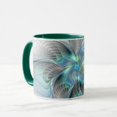 Mug Abstrait Bleu Vert Papillon Imaginaire Fractal Art (Devant gauche)