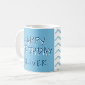 Mug Abstrait Blue Wave Boy Joyeux Birthday Photo (Devant gauche)