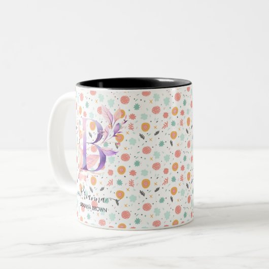 Mug Abstrait Boho Chic Floral - B (Devant gauche)