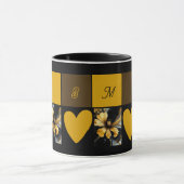 Mug abstrait chic noir floral (Centre)