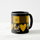 Mug abstrait chic noir floral (Devant droit)