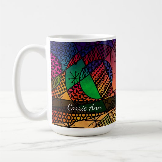 Mug Abstrait coloré avec Textures, Motifs et Nom (Gauche)