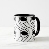 Mug Abstrait Courbé Noir et Blanc (Devant droit)