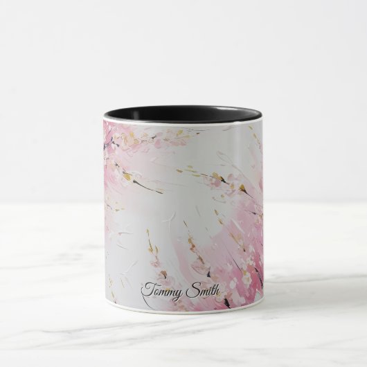 Mug Abstrait d'art vibrant de fleurs de cerisier (Centre)