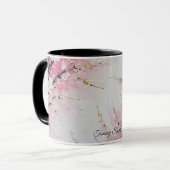 Mug Abstrait d'art vibrant de fleurs de cerisier (Devant gauche)