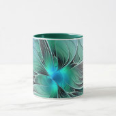Mug Abstrait De Bleu, Art Fractal Moderne (Centre)