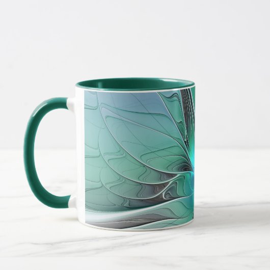 Mug Abstrait De Bleu, Art Fractal Moderne (Gauche)