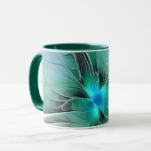 Mug Abstrait De Bleu, Art Fractal Moderne (Devant gauche)