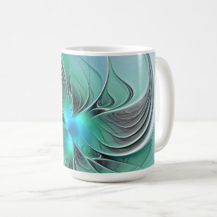 Mug Abstrait De Bleu, Art Fractal Moderne