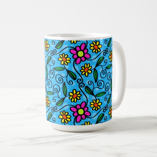 Mug Abstrait de café floral (Devant droit)